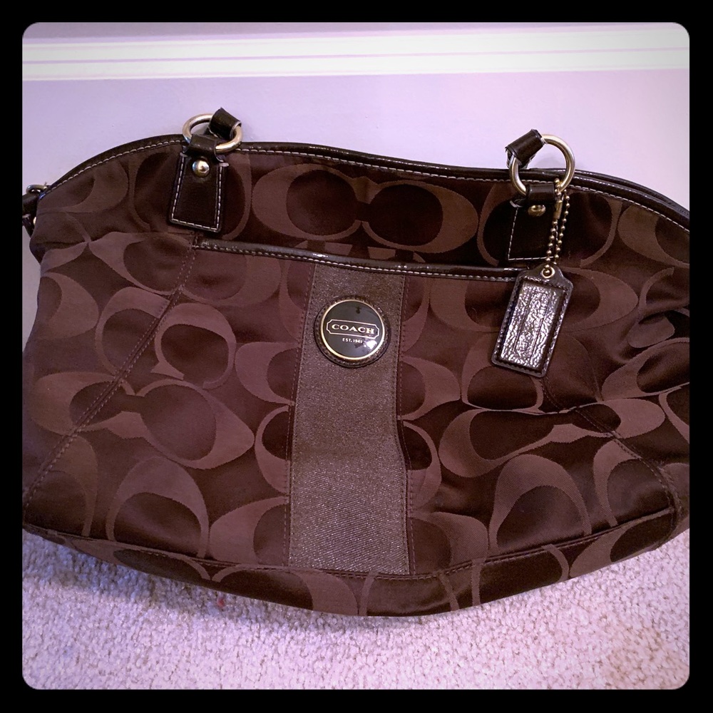 Coach Cloth Shoulder Bag Brown